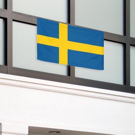 Zweedse vlag van Zweden douane banner teken (Buitenkant Gebouw)