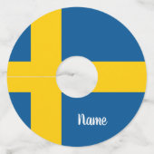 Zweedse vlag van Zweden gepersonaliseerde drink pa Wijnglaslabel (Voorkant)