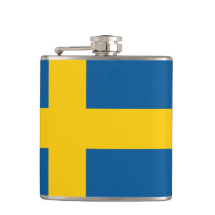 Zweedse vlag Verpakte Fles Heupfles