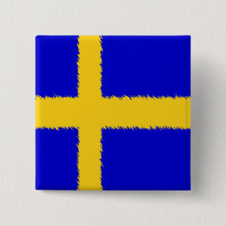Zweedse vlag vierkante button 5,1 cm