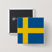 Zweedse vlag vierkante button 5,1 cm (Voorkant /achterkant)