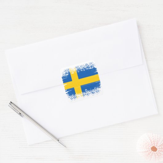 Zweedse vlag vierkante sticker (Envelop)