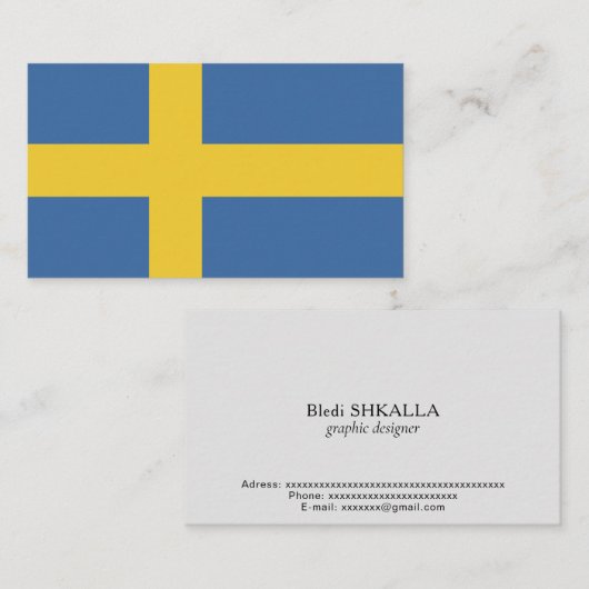 Zweedse vlag visitekaartje (Voorkant / Achterkant)