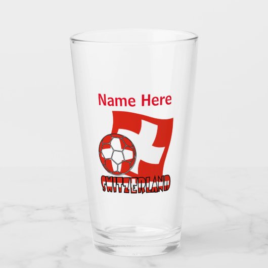 Zweedse Vlag Voetbal Rode Gepersonaliseerde Naam Glas (Voorkant)