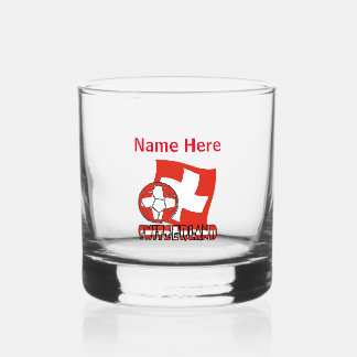 Zweedse Vlag Voetbal Rode Gepersonaliseerde Naam Whisky Glas