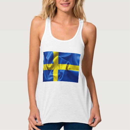 Zweedse vlag Vrouwelijke Tanktop (Voorkant)