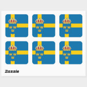Zweedse vlag & wapen, Vlag van Zweden Vierkante Sticker (Vel)