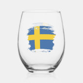 Zweedse vlag wijnglas zonder voet (Voorkant)