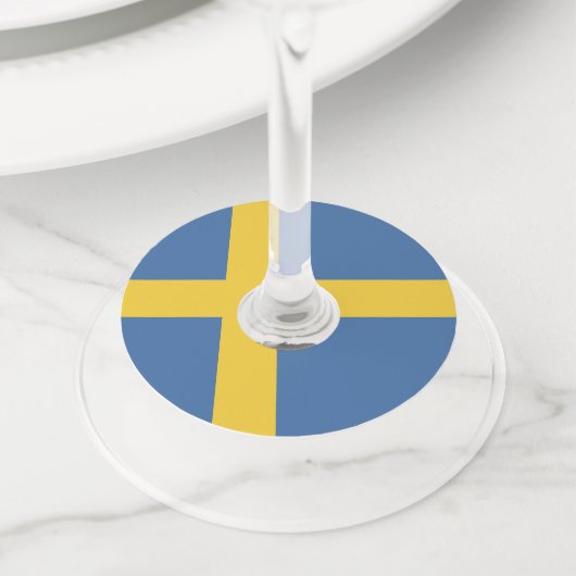 Zweedse vlag wijnglaslabel (Dichtbij)
