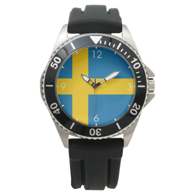 Zweedse vlag (Zweden) Horloge (Voorkant)