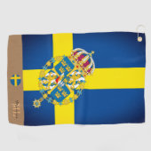 Zweedse vlag & Zweden, monogrammen/Golfhanddoek Golfhanddoek (Horizontaal)