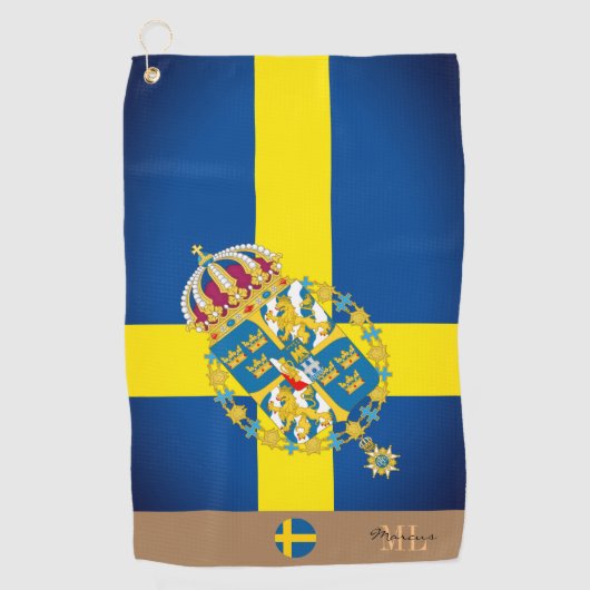 Zweedse vlag & Zweden, monogrammen/Golfhanddoek Golfhanddoek (Voorkant)