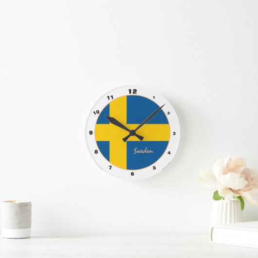Zweedse Vlag & Zweden trendy Huis / design Ronde Klok (Huis)