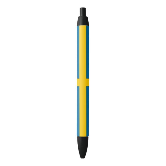 Zweedse vlag (Zweden) Zwarte Inkt Pen (Voorkant Verticaal)