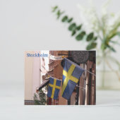 Zweedse vlaggen in de oude stad Stockholm Briefkaart (Staand voorkant)