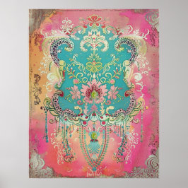 Zweedse volks kunst vintage Scandinavische etnisch Poster