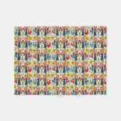 Zweedse volkse katten en vogels fleece deken (Voorkant (Horizontaal))