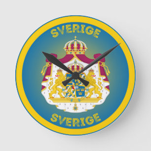 Zweedse Wapenschild Cirkelvorm Ronde Klok