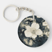 Zweedsige Anemoon Bloem Botanische Kunst Sleutelhanger (Voorkant)