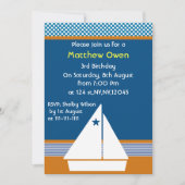 zweefboot Nautical Birthday Party Invitation Kaart (Voorkant)