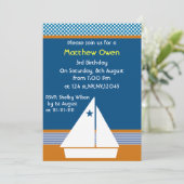 zweefboot Nautical Birthday Party Invitation Kaart (Staand voorkant)