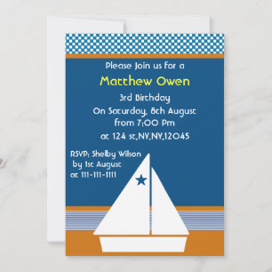 zweefboot Nautical Birthday Party Invitation Kaart