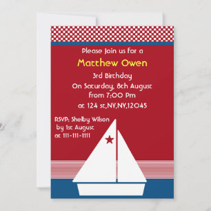zweefboot Nautical Birthday Party Invitation Kaart