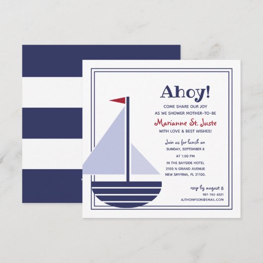 zweefboot nautisch BABY SHOWER Kaart (Voorkant / Achterkant)