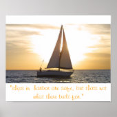 zweefboot zonsondergang, "schepen in de haven zijn poster (Voorkant)