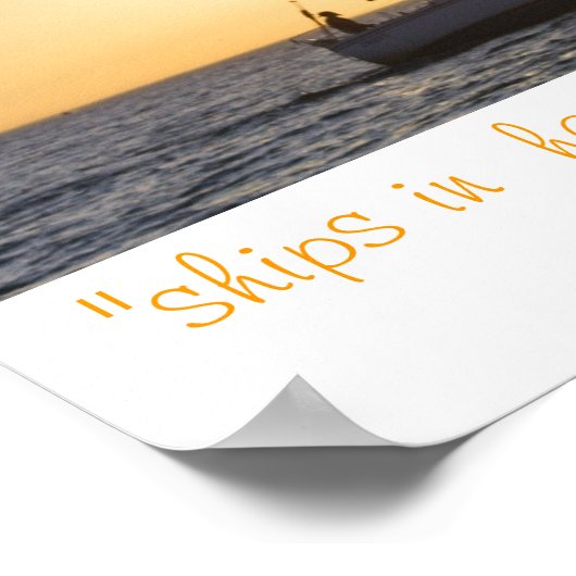 zweefboot zonsondergang, "schepen in de haven zijn poster (Hoek)