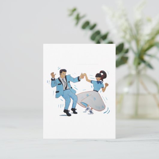 zweefdanser met poodle rok en zadelschoenen briefkaart (Staand voorkant)