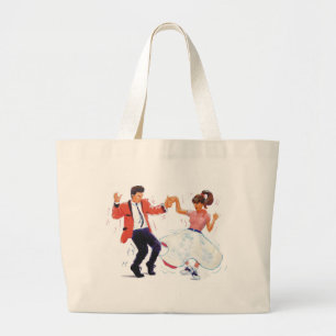 zweefdanser met poodle rok en zadelschoenen grote tote bag