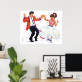 zweefdanser met poodle rok en zadelschoenen poster (Thuiskantoor)