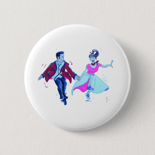 zweefdanserroze poodle zadelrokken ronde button 5,7 cm (Voorkant)