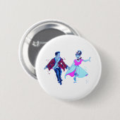 zweefdanserroze poodle zadelrokken ronde button 5,7 cm (Voorkant /achterkant)