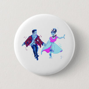 zweefdanserroze poodle zadelrokken ronde button 5,7 cm