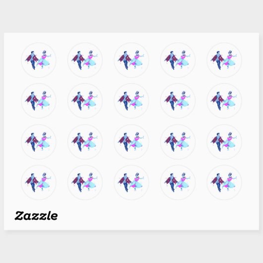 zweefdanserroze poodle zadelrokken ronde sticker (Vel)