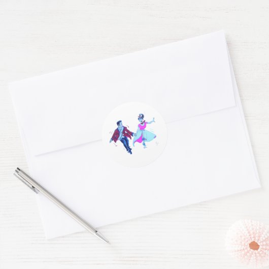 zweefdanserroze poodle zadelrokken ronde sticker (Envelop)