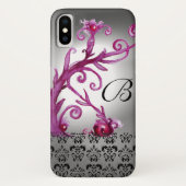 ZWEEFSELS, BERRIES DAMASK MONOGRAM roze, wit zwart Case-Mate iPhone Case (Achterkant)