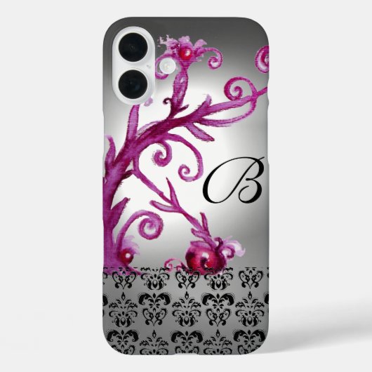 ZWEEFSELS, BERRIES DAMASK MONOGRAM roze, wit zwart Case-Mate iPhone Case (Achterkant)