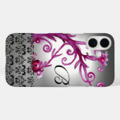 ZWEEFSELS, BERRIES DAMASK MONOGRAM roze, wit zwart Case-Mate iPhone Case (Achterkant (horizontaal))