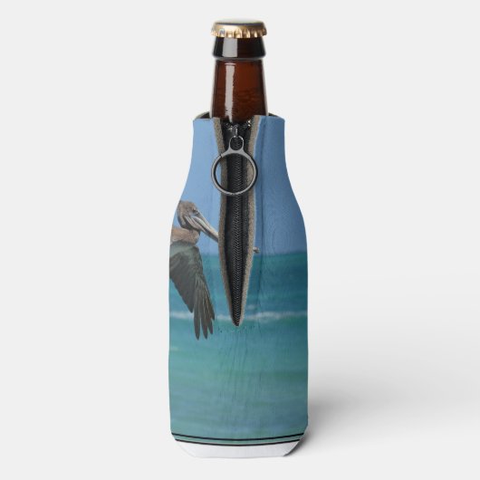 zweefvliegende pelikaan flesjeskoeler (Fles Achterkant)