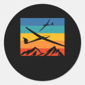 Zweefvliegende zweefvliegtuigpiloot ronde sticker (Voorkant)