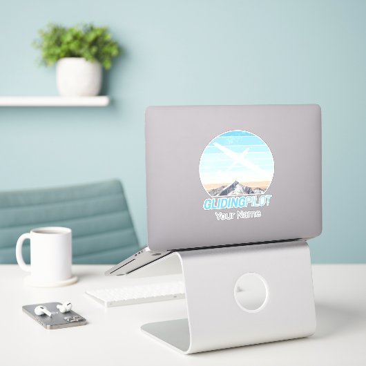 Zweefvlieger  Aviator Sunset-vliegtuig Sticker (Laptop op bureau)