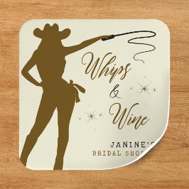 Zweepjes & Wijn Cowgirl Bruidsdouche Vierkante Sticker