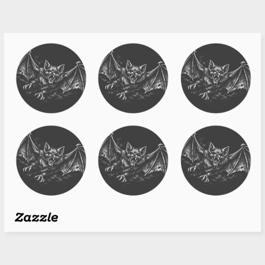 Zweepvleermuis - door BurnsInHell Ronde Sticker (Vel)