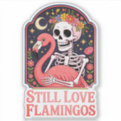 Zweere Halloween Nog Steeds Liefde Flamingo's Sticker (Voorkant)