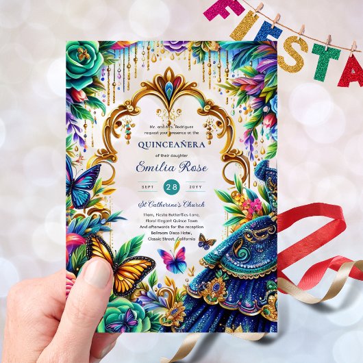 Zweet15 Verjaardag Vlinders Feestje Plastic Quince Acryl Uitnodigingen