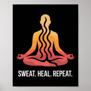 Zweet Genezen Herhaal Sauna Yoga Meditatie Welzijn Poster
