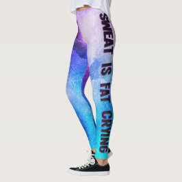 Zweet is vet huilen blauw en paarse motivatie leggings
